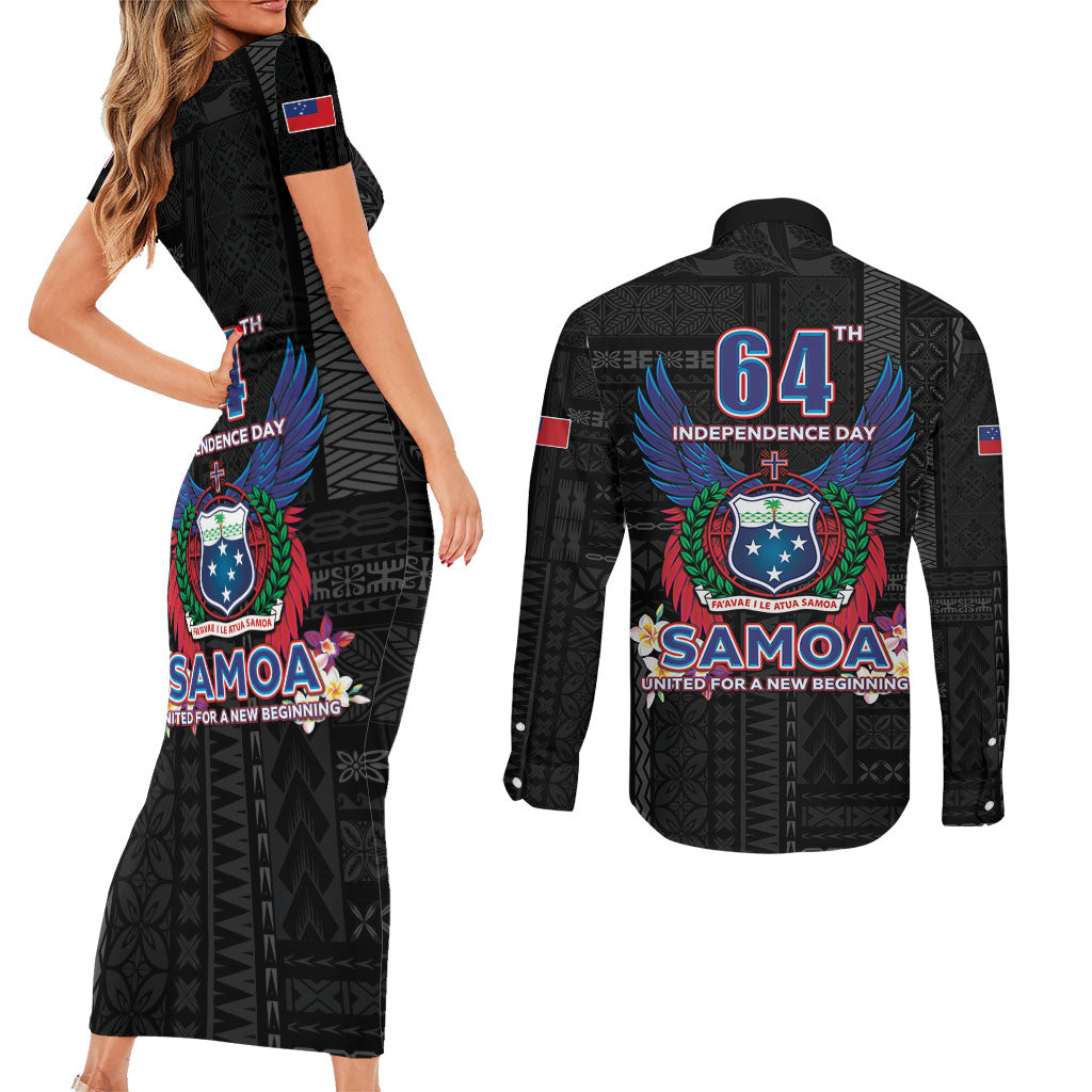 Samoa 64th Independence Anniversary Couples Matching Short Sleeve Bodycon Dress and Long Sleeve Button Shirt