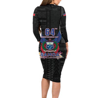 Samoa 64th Independence Anniversary Family Matching Long Sleeve Bodycon Dress and Hawaiian Shirt