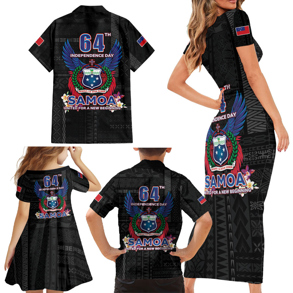 Samoa 64th Independence Anniversary Family Matching Short Sleeve Bodycon Dress and Hawaiian Shirt