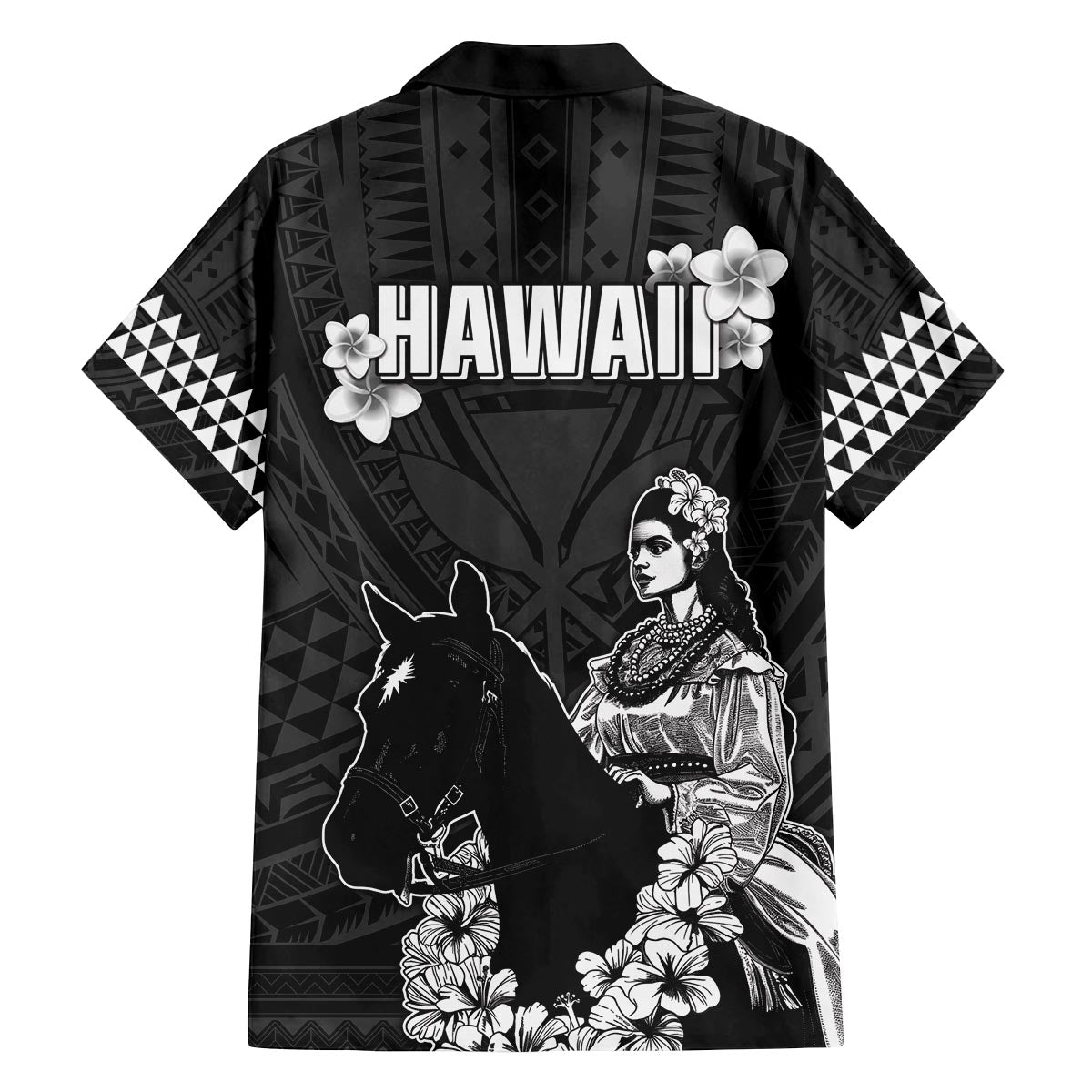 Hawaii King Kamehameha Day Parade Family Matching Off The Shoulder Long Sleeve Dress and Hawaiian Shirt With Pa'u Riders Plumeria Kakau Tribal Pattern LT05 - Polynesian Pride