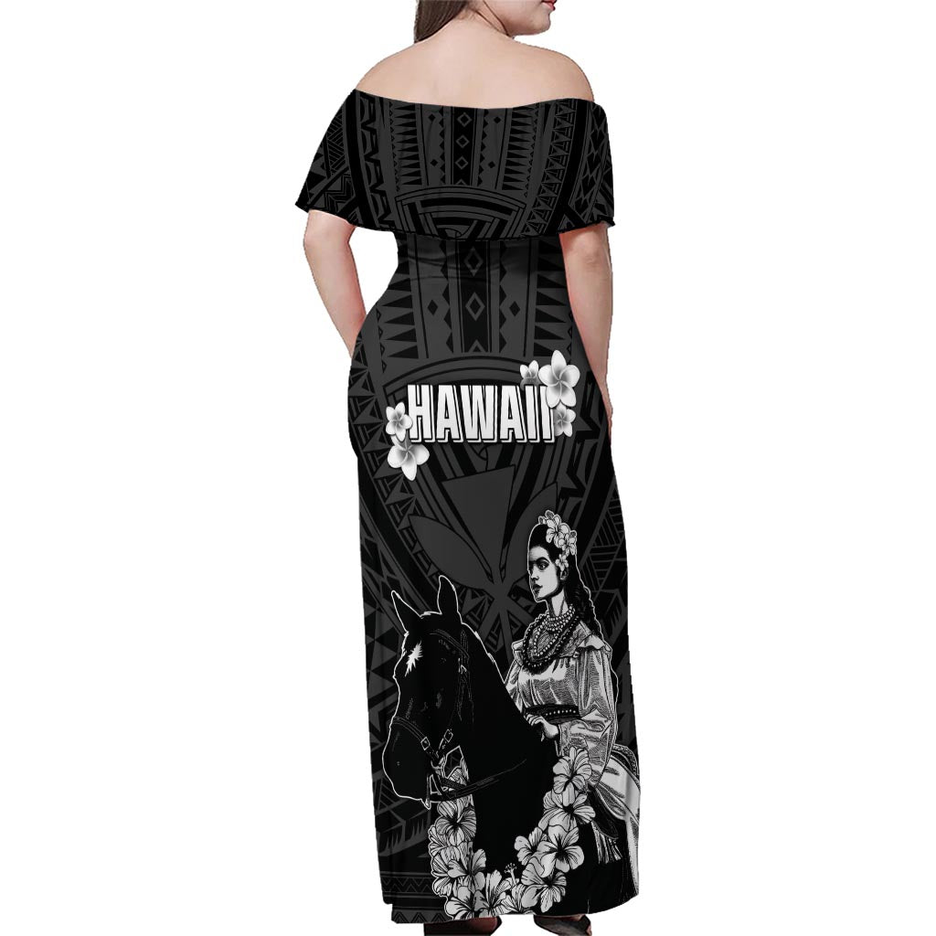 Hawaii King Kamehameha Day Parade Family Matching Off Shoulder Maxi Dress and Hawaiian Shirt With Pa'u Riders Plumeria Kakau Tribal Pattern LT05 - Polynesian Pride