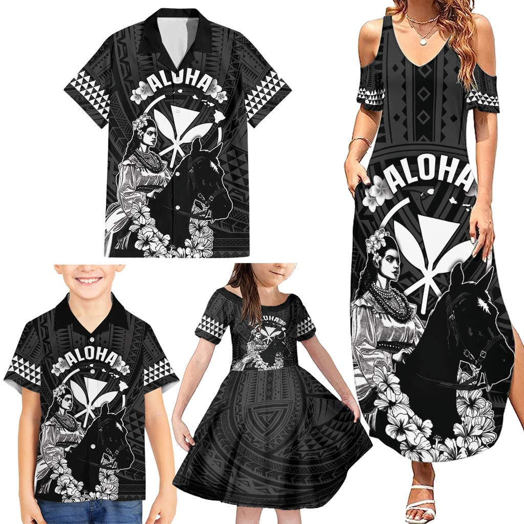 Hawaii King Kamehameha Day Parade Family Matching Summer Maxi Dress and Hawaiian Shirt With Pa'u Riders Plumeria Kakau Tribal Pattern LT05 - Polynesian Pride