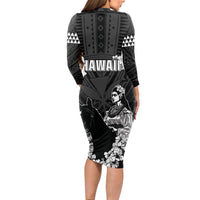 Hawaii King Kamehameha Day Parade Long Sleeve Bodycon Dress With Pa'u Riders Plumeria Kakau Tribal Pattern LT05 - Polynesian Pride