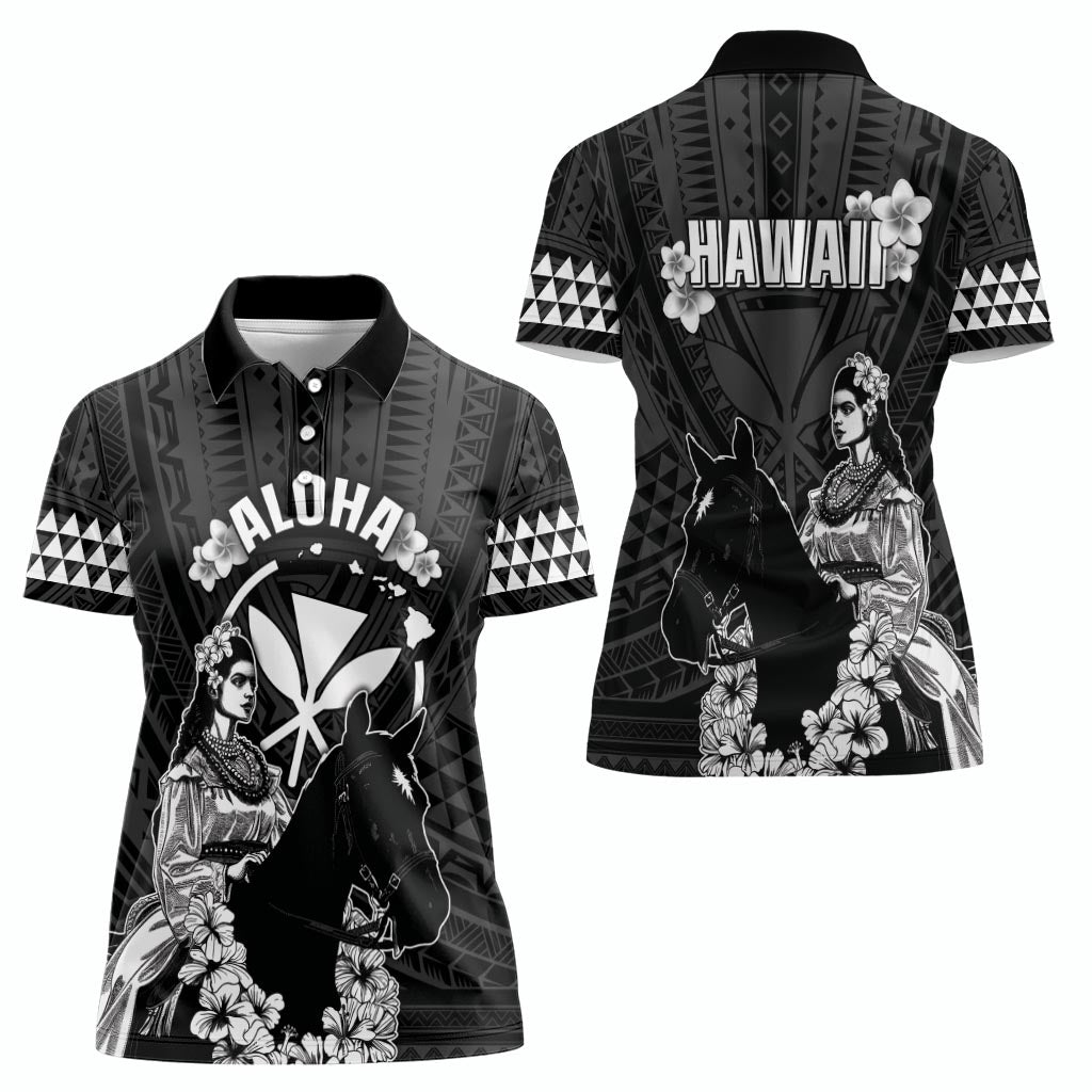 Hawaii King Kamehameha Day Parade Women Polo Shirt With Pa'u Riders Plumeria Kakau Tribal Pattern LT05 - Polynesian Pride