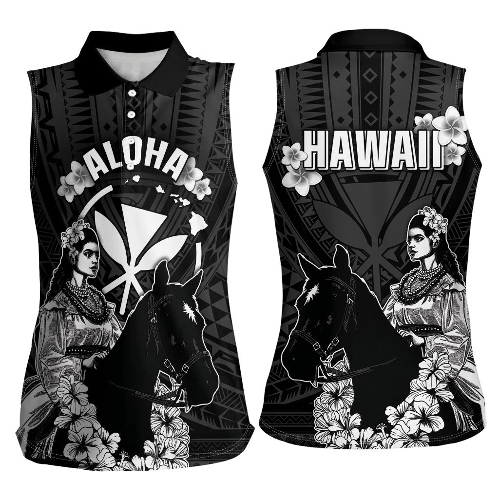 Hawaii King Kamehameha Day Parade Women Sleeveless Polo Shirt With Pa'u Riders Plumeria Kakau Tribal Pattern LT05 - Polynesian Pride