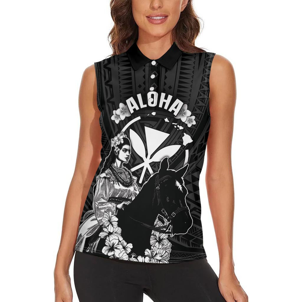 Hawaii King Kamehameha Day Parade Women Sleeveless Polo Shirt With Pa'u Riders Plumeria Kakau Tribal Pattern LT05 - Polynesian Pride