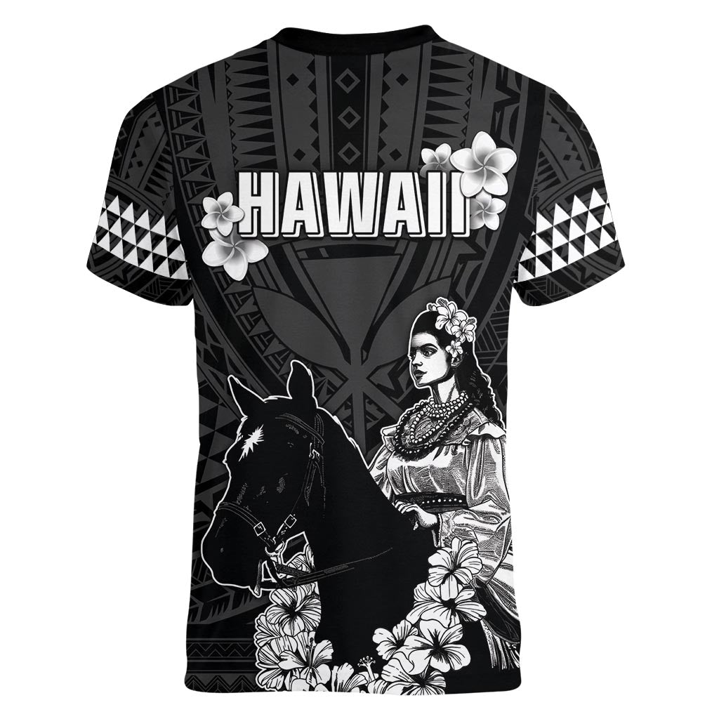 Hawaii King Kamehameha Day Parade Women V-Neck T-Shirt With Pa'u Riders Plumeria Kakau Tribal Pattern LT05 - Polynesian Pride