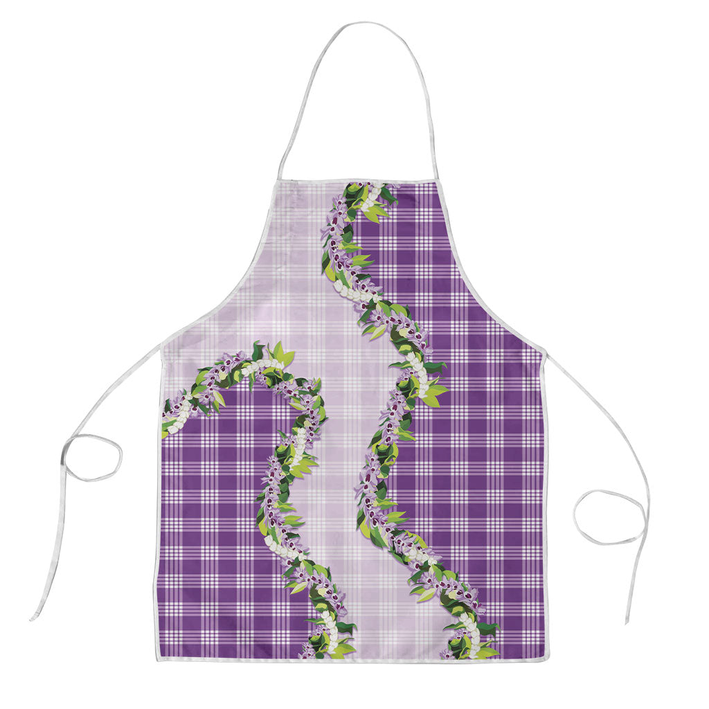 Violet Hawaii Palaka Apron Maile Pikake Honohono Orchid Lei
