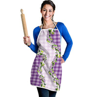 Violet Hawaii Palaka Apron Maile Pikake Honohono Orchid Lei