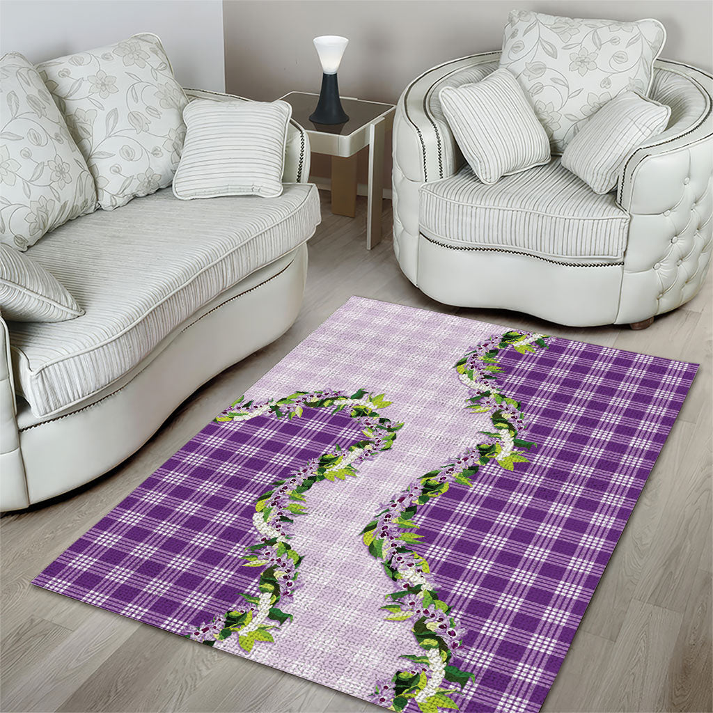 Violet Hawaii Palaka Area Rug Maile Pikake Honohono Orchid Lei