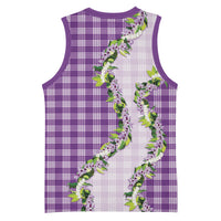 Violet Hawaii Palaka Basketball Jersey Maile Pikake Honohono Orchid Lei