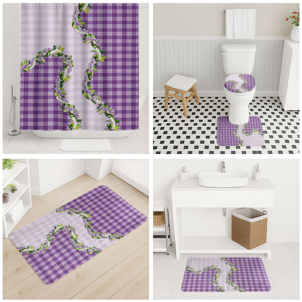 Violet Hawaii Palaka Bathroom Set Maile Pikake Honohono Orchid Lei LT05 - Polynesian Pride