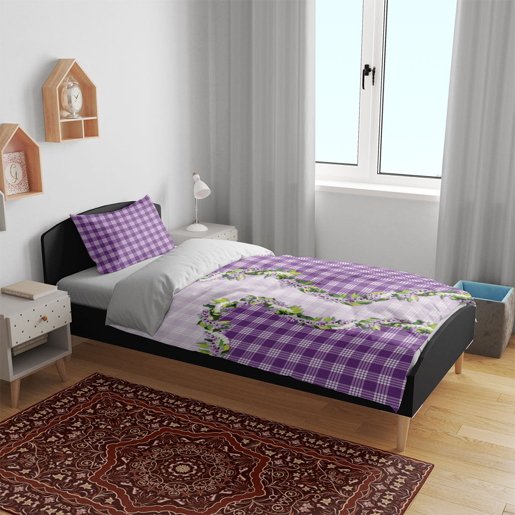 Violet Hawaii Palaka Bedding Set Maile Pikake Honohono Orchid Lei LT05 - Polynesian Pride