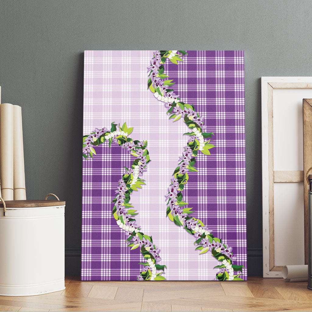Violet Hawaii Palaka Canvas Wall Art Maile Pikake Honohono Orchid Lei LT05 - Polynesian Pride