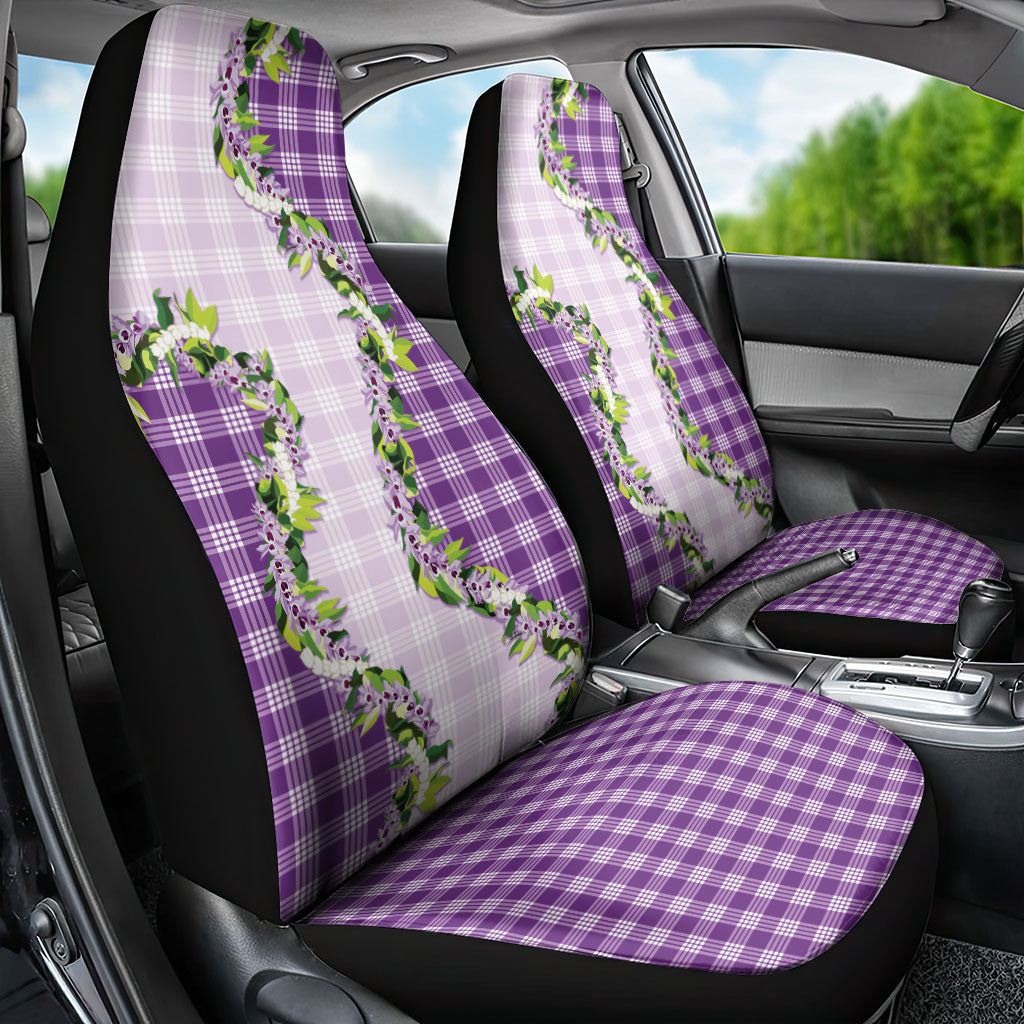 Violet Hawaii Palaka Car Seat Cover Maile Pikake Honohono Orchid Lei