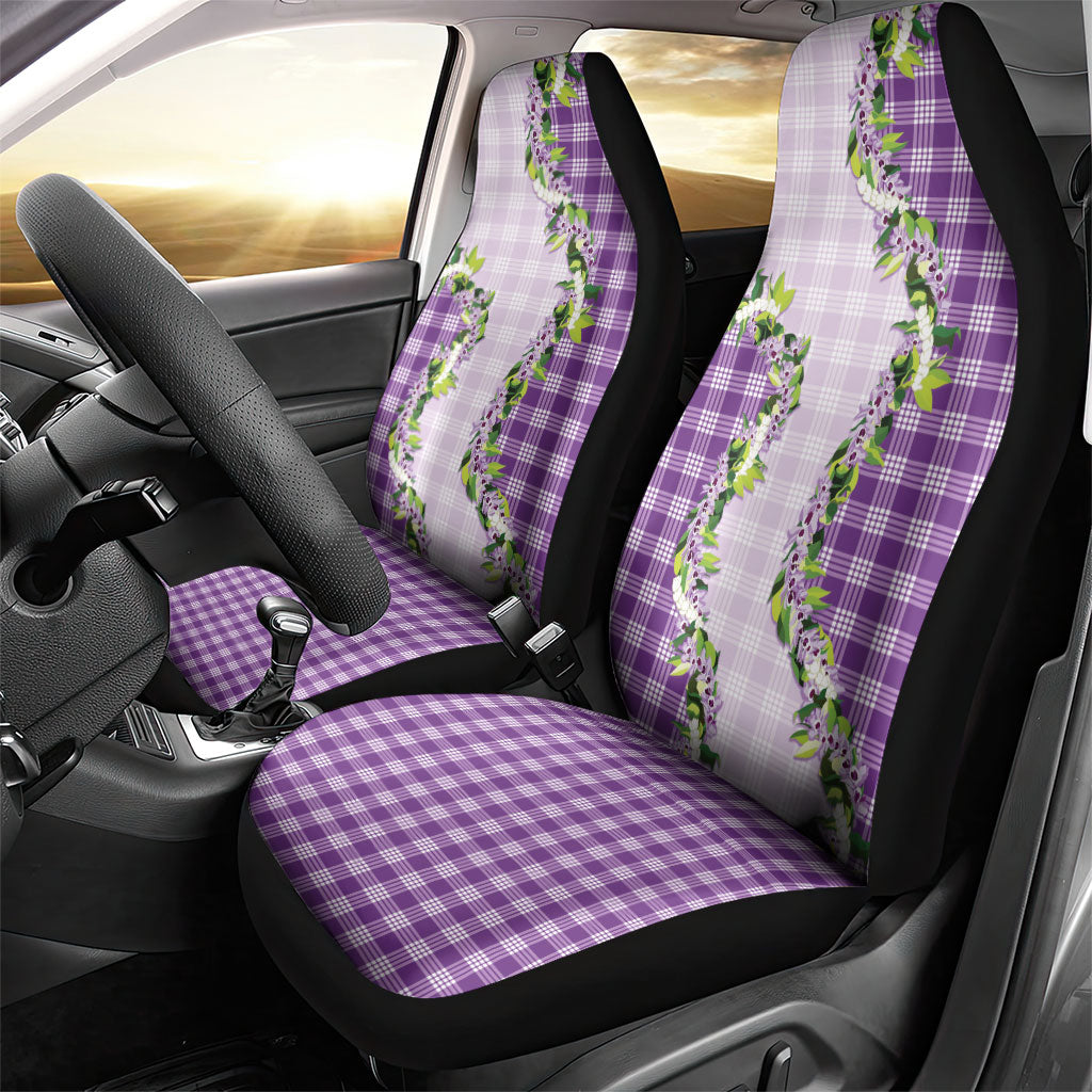 Violet Hawaii Palaka Car Seat Cover Maile Pikake Honohono Orchid Lei