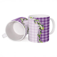 Violet Hawaii Palaka Ceramic Mug Maile Pikake Honohono Orchid Lei