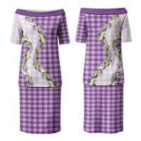 Violet Hawaii Palaka Couples Matching Puletasi and Hawaiian Shirt Maile Pikake Honohono Orchid Lei LT05 - Polynesian Pride