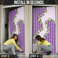 Violet Hawaii Palaka Door Cover Maile Pikake Honohono Orchid Lei