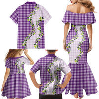 Violet Hawaii Palaka Family Matching Mermaid Dress and Hawaiian Shirt Maile Pikake Honohono Orchid Lei LT05 - Polynesian Pride
