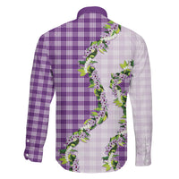 Violet Hawaii Palaka Family Matching Off Shoulder Maxi Dress and Hawaiian Shirt Maile Pikake Honohono Orchid Lei LT05 - Polynesian Pride