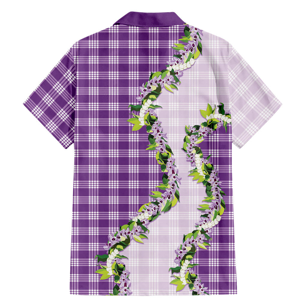 Violet Hawaii Palaka Family Matching Short Sleeve Bodycon Dress and Hawaiian Shirt Maile Pikake Honohono Orchid Lei LT05 - Polynesian Pride