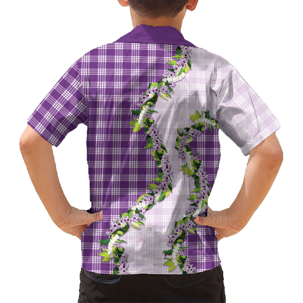 Violet Hawaii Palaka Family Matching Summer Maxi Dress and Hawaiian Shirt Maile Pikake Honohono Orchid Lei LT05 - Polynesian Pride