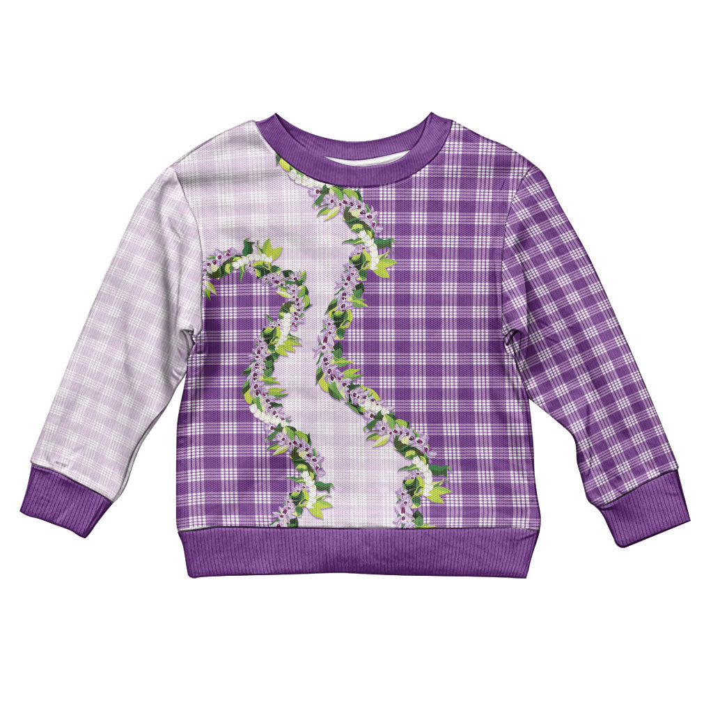 Violet Hawaii Palaka Kid Ugly Christmas Sweater Maile Pikake Honohono Orchid Lei