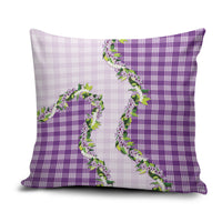Violet Hawaii Palaka Pillow Cover Maile Pikake Honohono Orchid Lei