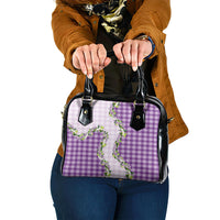 Violet Hawaii Palaka Shoulder Handbag Maile Pikake Honohono Orchid Lei