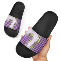 Violet Hawaii Palaka Slide Sandals Maile Pikake Honohono Orchid Lei