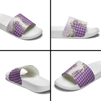 Violet Hawaii Palaka Slide Sandals Maile Pikake Honohono Orchid Lei