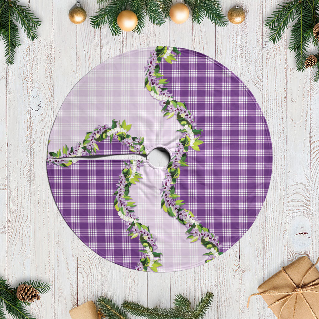 Violet Hawaii Palaka Tree Skirt Maile Pikake Honohono Orchid Lei