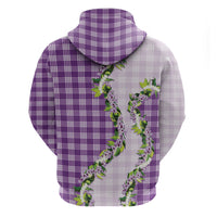 Violet Hawaii Palaka Zip Hoodie Maile Pikake Honohono Orchid Lei