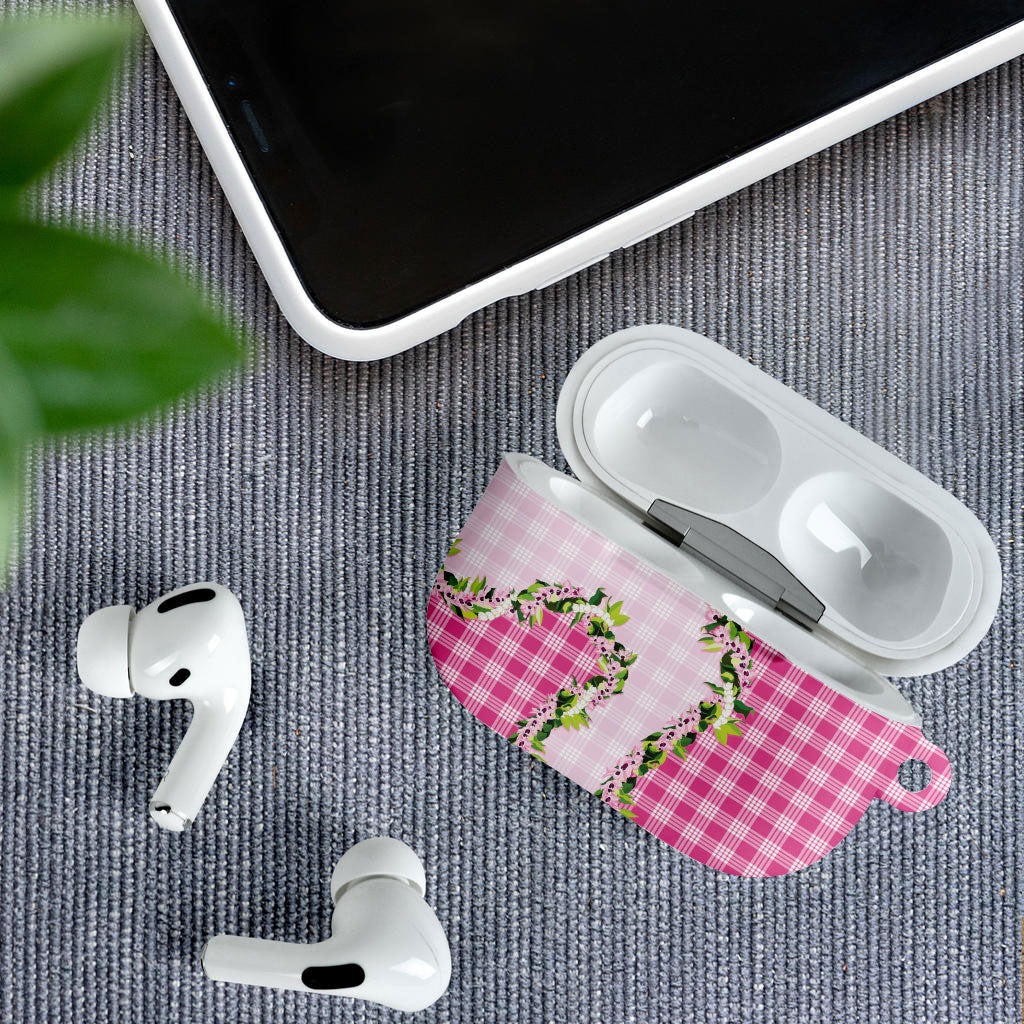 Pink Hawaii Palaka AirPods Case Maile Pikake Honohono Orchid Lei