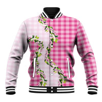 Pink Hawaii Palaka Baseball Jacket Maile Pikake Honohono Orchid Lei LT05 Unisex Pink - Polynesian Pride