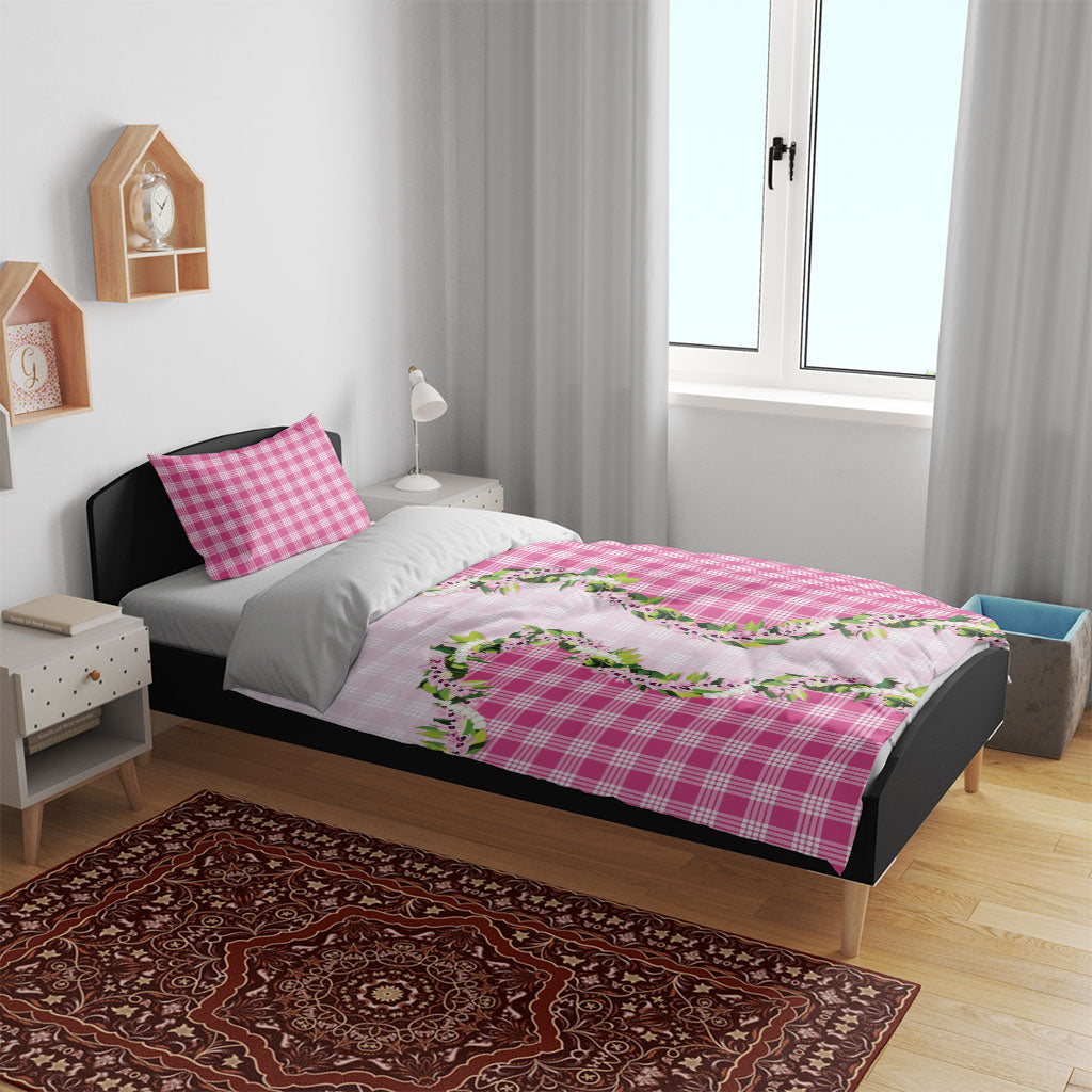 Pink Hawaii Palaka Bedding Set Maile Pikake Honohono Orchid Lei