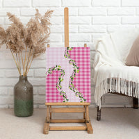 Pink Hawaii Palaka Canvas Wall Art Maile Pikake Honohono Orchid Lei