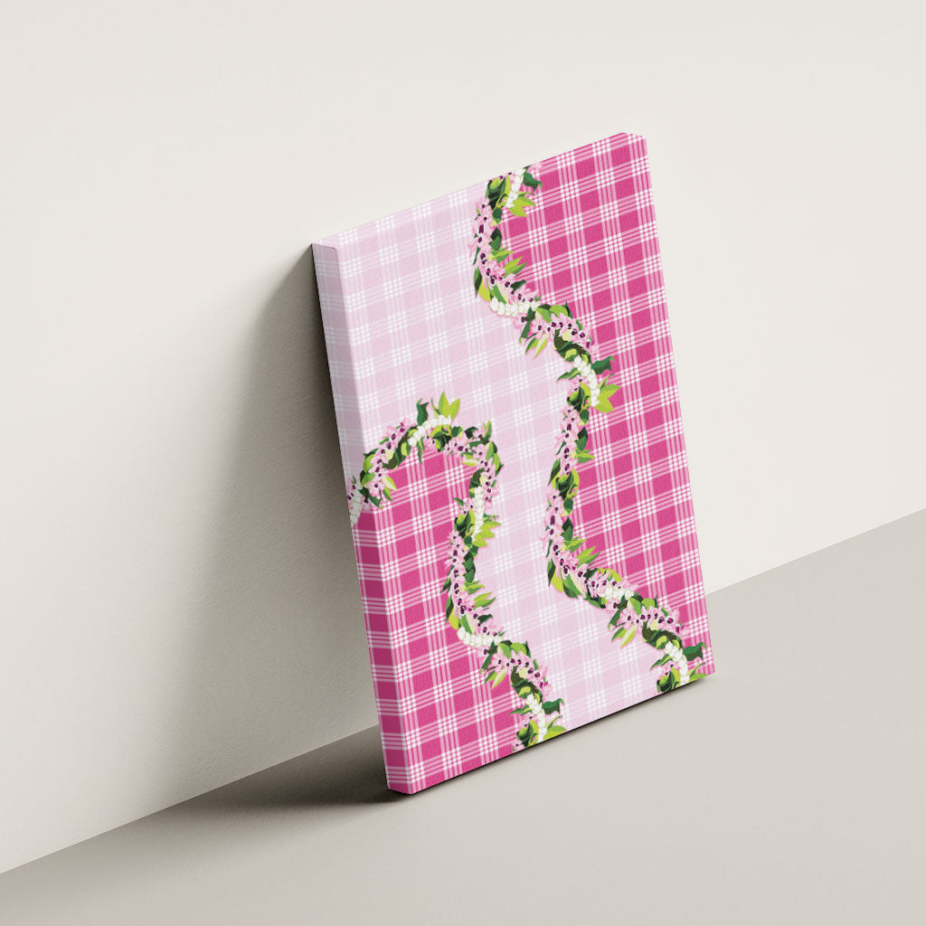 Pink Hawaii Palaka Canvas Wall Art Maile Pikake Honohono Orchid Lei