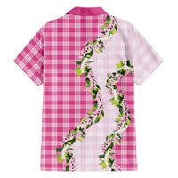 Pink Hawaii Palaka Family Matching Off Shoulder Short Dress and Hawaiian Shirt Maile Pikake Honohono Orchid Lei LT05 - Polynesian Pride