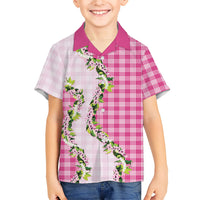 Pink Hawaii Palaka Family Matching Summer Maxi Dress and Hawaiian Shirt Maile Pikake Honohono Orchid Lei LT05 Son's Shirt Pink - Polynesian Pride