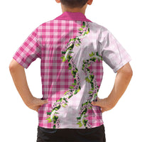 Pink Hawaii Palaka Family Matching Tank Maxi Dress and Hawaiian Shirt Maile Pikake Honohono Orchid Lei LT05 - Polynesian Pride