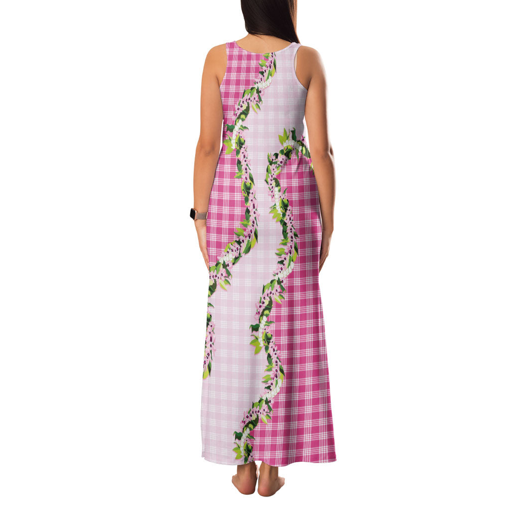 Pink Hawaii Palaka Family Matching Tank Maxi Dress and Hawaiian Shirt Maile Pikake Honohono Orchid Lei LT05 - Polynesian Pride