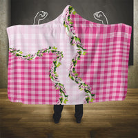 Pink Hawaii Palaka Hooded Blanket Maile Pikake Honohono Orchid Lei