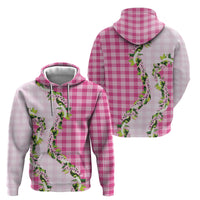 Pink Hawaii Palaka Hoodie Maile Pikake Honohono Orchid Lei