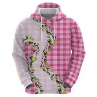Pink Hawaii Palaka Hoodie Maile Pikake Honohono Orchid Lei