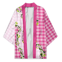 Pink Hawaii Palaka Kimono Maile Pikake Honohono Orchid Lei LT05 Unisex Pink - Polynesian Pride