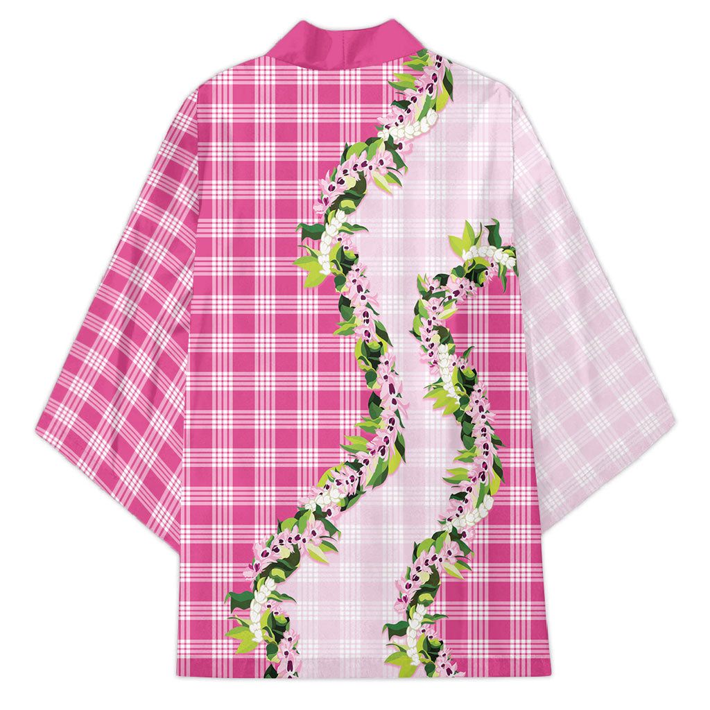 Pink Hawaii Palaka Kimono Maile Pikake Honohono Orchid Lei LT05 - Polynesian Pride