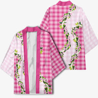 Pink Hawaii Palaka Kimono Maile Pikake Honohono Orchid Lei LT05 - Polynesian Pride