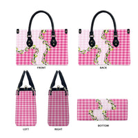 Pink Hawaii Palaka Leather Bag Maile Pikake Honohono Orchid Lei